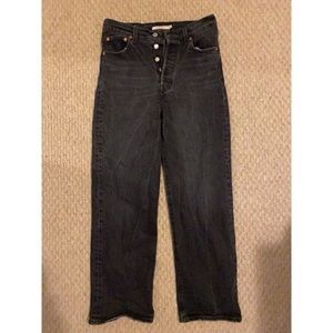 Levi Ribcage Straight Jeans Black 28W